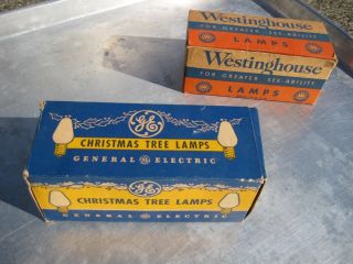 Vintage Blue Ge & Westinghouse Christmas Tree Lamp Bulbs C 7 1/2 Box