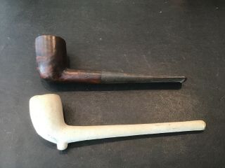 Estate Find Melloroot Lhs Wooden Smoking Pipes & Unmarked Clay Pipe.