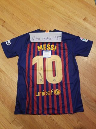 Autographed 2018/18 Lionel Messi Nike Fc Barcelona Home Jersey With Beckett