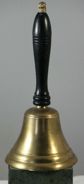 Large Vintage Brass And Wood Teacher School Bell 10 Inch