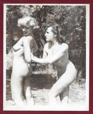 1950 Vintage Nude Photo Perky Breasts Pinups Cat Fight Outside Tied Up Kinbaku