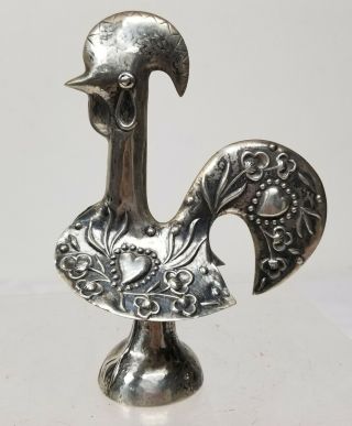 Antique Vintage Portuguese 833 Silver Mcm Mid Century Modern Rooster Figure
