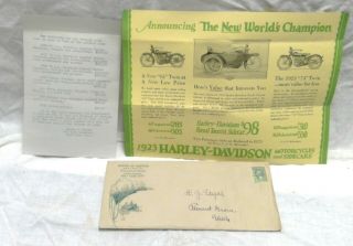 Vintage 1923 Harley - Davidson Sales Brochure Advertising Utah