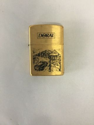 Vintage 1996 Zippo Lighter - Doral Cigarettes - Tobaccoville,  Nc - Brass,  Nwot