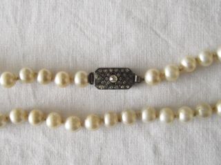 Vintage Faux Pearl Necklace With Silver Clasp
