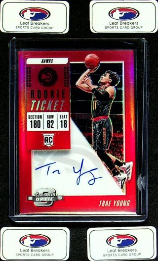 2018 - 19 Contenders Optic Trae Young Rookie Ticket Auto Red /149 Rc [kh]