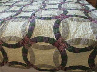 Vintage Handmade Quilt.  108 X 88 Wedding Ring Stored For Years