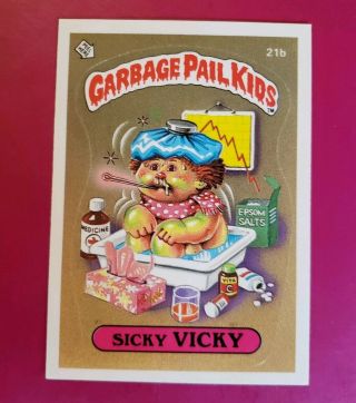 1985 Vintage Garbage Pail Kids Series 1 Os1 Glossy Back Sicky Vicky 21b