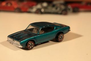 Vintage Redline Hotwheels 1967 Custom Barracuda Mattel Toy Car Teal 2