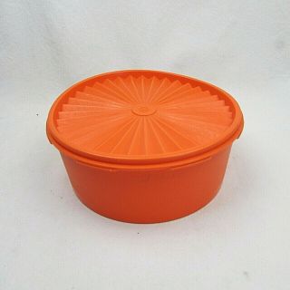 Vintage Tupperware Orange 8 Cup Canister Stackable Container With Lid