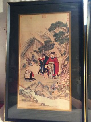 Large Vintage Antique Asian Japanese? Chinese? Woodblock Print Signed
