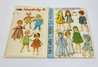 Vintage 1967 Doll Clothes Patterns - Simplicity 7400 & Mccall’s 9061
