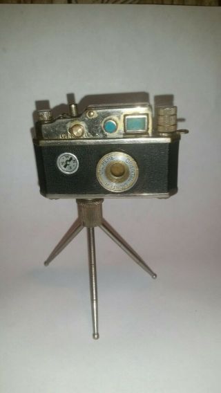 Vintage Mioj Camera On Tripod Figural Table Lighter - Oriental Photo - Lite