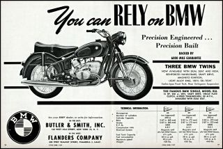 1957 Bmw Motorcycles Three Twins Model R26 British Vintage Photo Print Ad Ads42