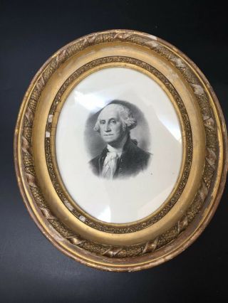 Antique Oval Framed George Washington Portrait 10.  5 " X 12.  5 "