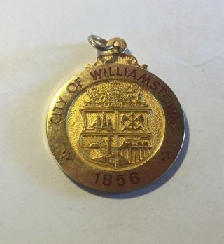 Vintage Gold City Of Williamstown 1856 Medal Medallion Badge Melbourne
