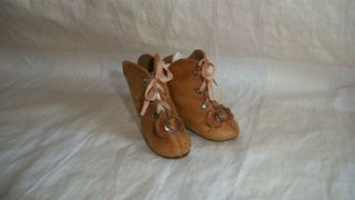 TAN LEATHER ANTIQUE BOOTS FOR YOUR FRENCH OR GERMAN DOLL MARKINGS C.  M. 2