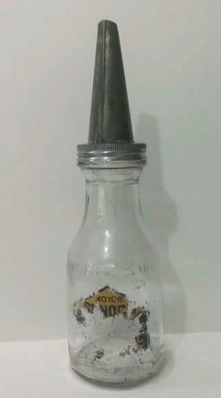 Vintage Antique Sunoco Automobile Oil Bottle Glass W/spout