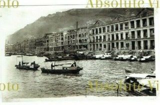 Old Postcard Size Photo The Waterfront Hong Kong Vintage 1925