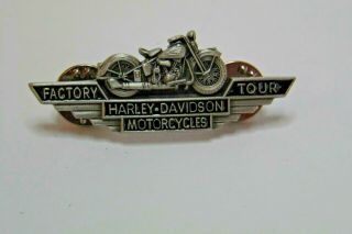 Harley Davidson Motorcycles Factory Tour Pewter Pin Tie Tac Made In Usa Vintage?