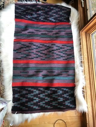 Colorful Antique Navajo Native American Indian Woven Rug Carpet Textile