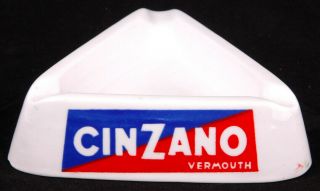Vintage Cinzano Vermouth Ceramic Ashtray Schieffelin Company Italy Euc - White