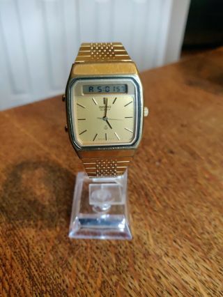 Vintage Mens Seiko Golden Ana Digi Quartz Watch H557 5100 Running Battery