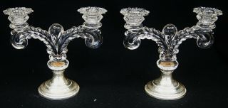 Vintage Cambridge Glass Double Candlesticks Martha Sterling Base A9891