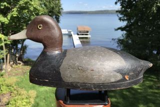 Vintage Hollow Carved Chris Smith Drake Redhead Duck Decoy Paint