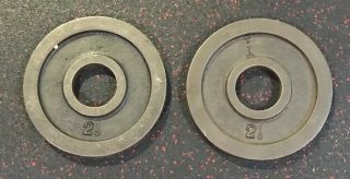 York Barbell 2.  5 Lb Olympic Weight Plates Vintage Partial Milled Pair 3