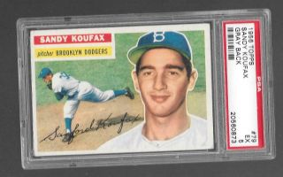 1956 Topps 79 Sandy Koufax Dodgers Gray Back Psa 5 Ex