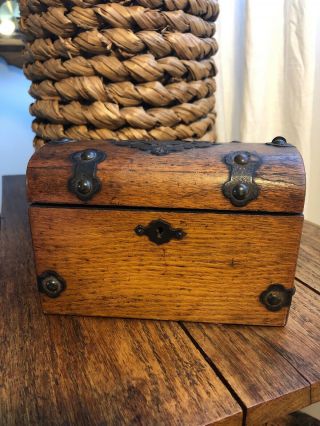 Vintage Ol Wooden Box Shaped Like A Chest