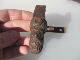 Vintage Iron Shutter Latch Window Holder Antique Lock Old Bearded Man Head
