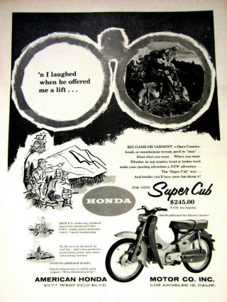 1960 Honda Ca 100 Cub California Rare Regional Print Ad 8.  5 X 11 "
