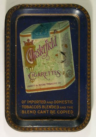 Ca1920 Chesterfield Cigarettes Tin Lithograph Tip Tray Tin Litho Beer Tray