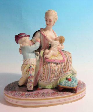 Antique Jean Gille Style French Bisque Porcelain Figure Breast Feeding Mother