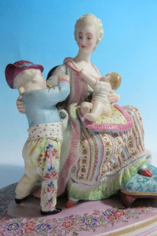 ANTIQUE JEAN GILLE STYLE FRENCH BISQUE PORCELAIN FIGURE BREAST FEEDING MOTHER 2