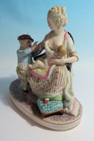 ANTIQUE JEAN GILLE STYLE FRENCH BISQUE PORCELAIN FIGURE BREAST FEEDING MOTHER 3