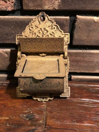 Antique Victorian Cast Iron Wall Match Safe Strike Embossed