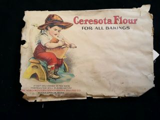 Antique Ceresota Flour Advertising Doll W/ Envelope Cut Not Sewn Strong Color