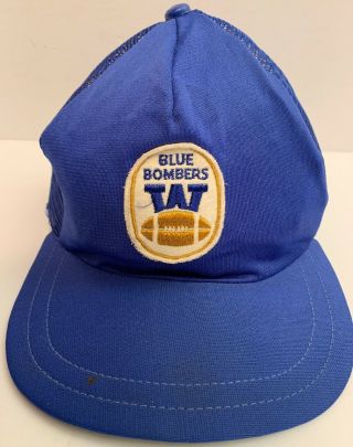 Vintage 1980’s Winnipeg Blue Bombers Cfl Football Snapback Trucker Hat Cap Rare