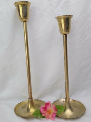 Brass Candlestick Holders Vintage Set Of 2 Tiered