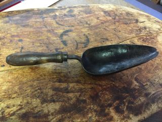 Early Primitive Hand Forged Iron Scoop With Wood Handle Pr387
