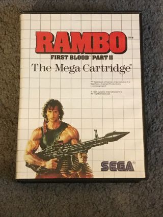 Rambo First Blood Part Ii Sega Master System 1986 Video Game Rare Vintage