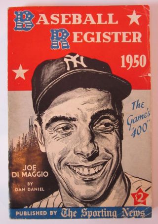 Vintage 1950 Baseball Register Joe Dimaggio Cover The Sporting News Bb029