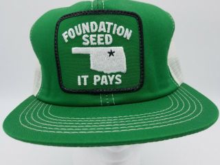 Foundation Seed K Product Mesh Snapback Trucker Hat Patch Vintage Farm Green