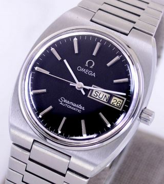 Vintage Omega Seamaster Auto Cal1020 Day&date Black Dial Men 