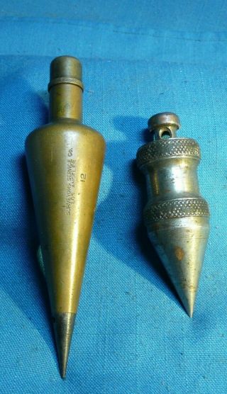2 Vintage Brass And Steel Plumb Bobs Surveyors Service Co 12 Los Angeles