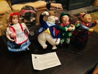 Smithsonian Institution Alice In Wonderland Ornaments Vintage Set Of 5