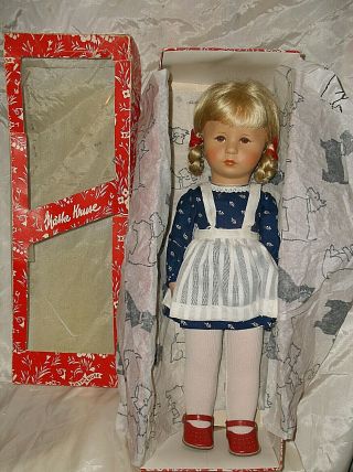 Vintage 18 " Rare 1974 Kathe Kruse Girl Doll Hampelchen Face W.  Box & Hangtag